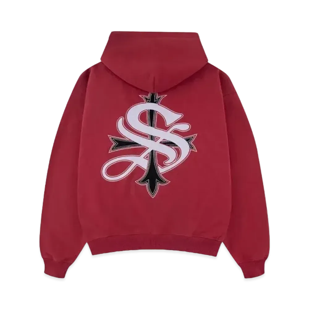 SUPPLIER Beaded Cross Zip Hoodie "Red"