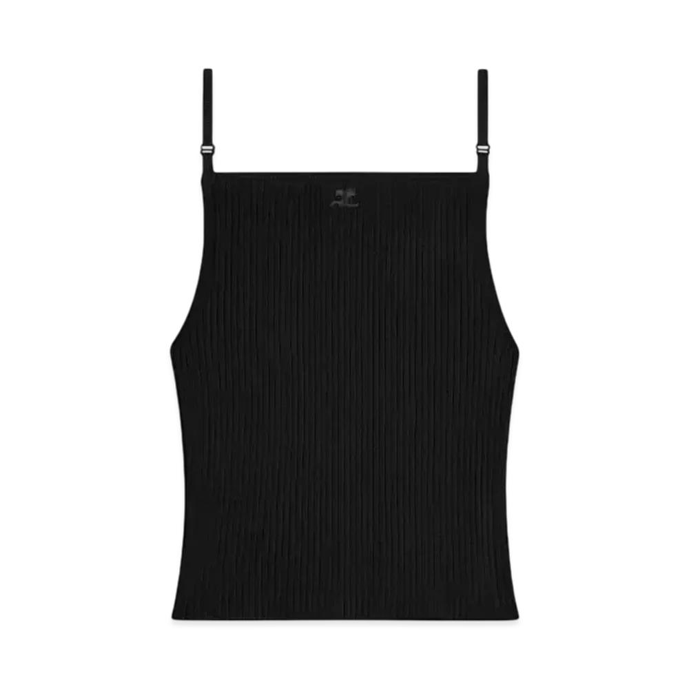 Courreges Rib Knit Tank Top "Black"