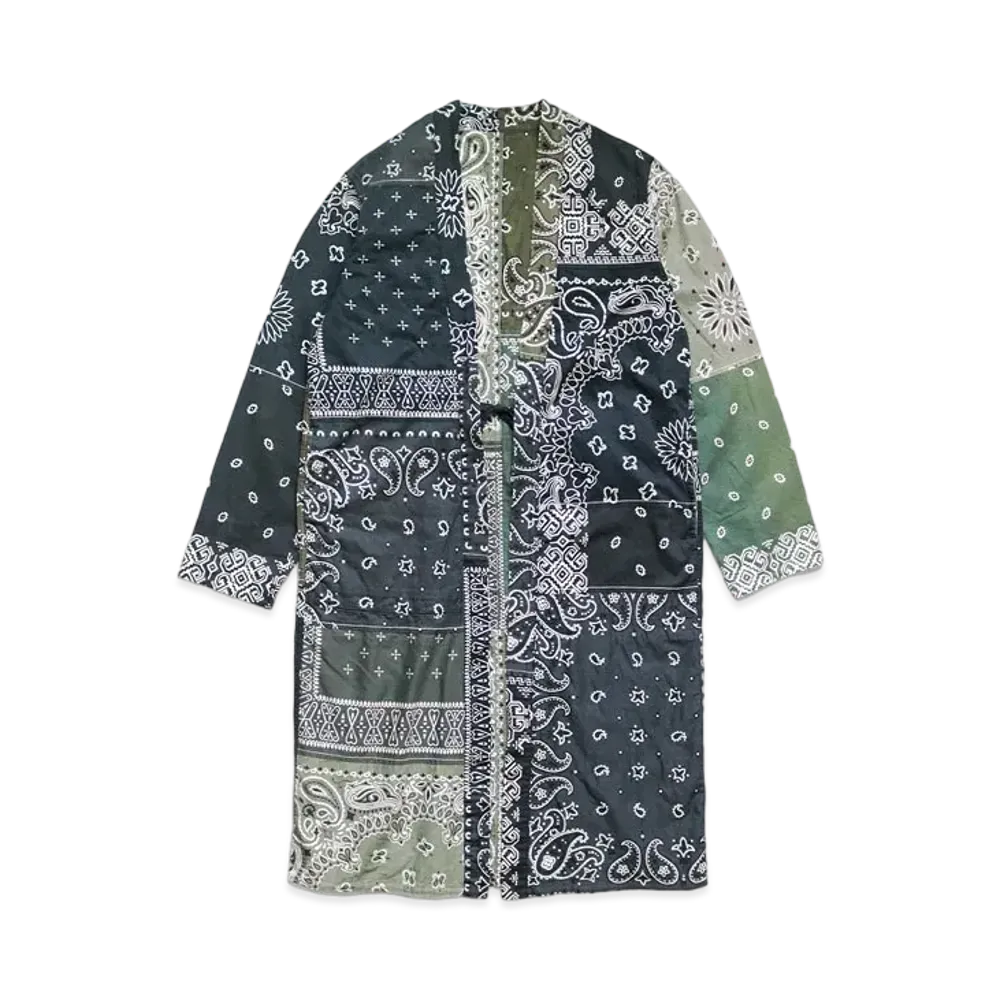 KAPITAL GAUZE BANDANA PATCHWORK REVERSIBLE COAT"Black"