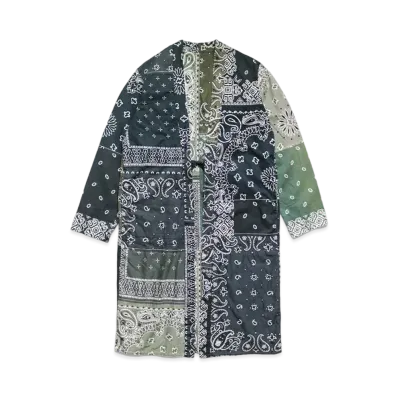 KAPITAL GAUZE BANDANA PATCHWORK REVERSIBLE COAT"Black"
