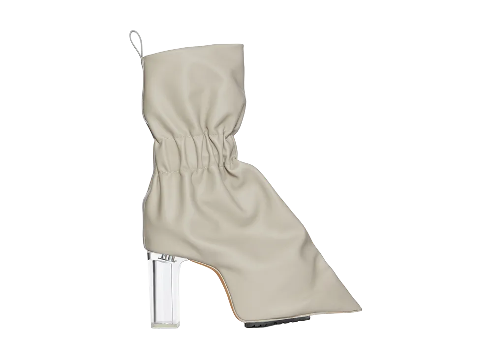 Rick Owens Women's SS26 Cuffed Taquito Pull On Grainy Cow Leather "Pearl/Clear"