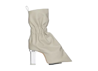 Rick Owens Women's SS26 Cuffed Taquito Pull On Grainy Cow Leather "Pearl/Clear"