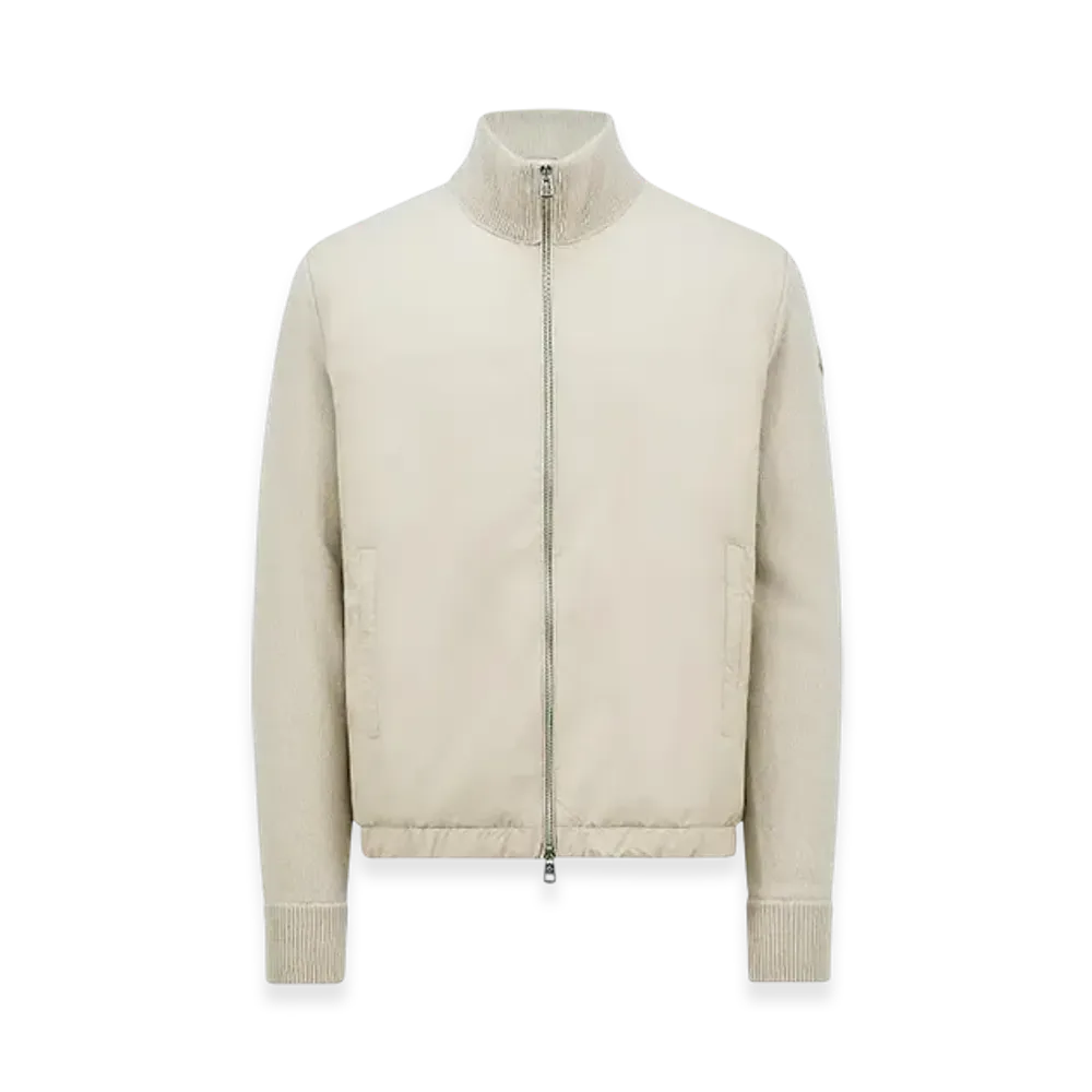 MONCLER Padded Wool & Cashmere Zip-Up Cardigan "Light Beige"
