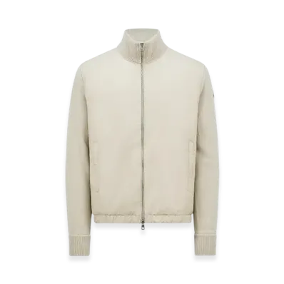 MONCLER Padded Wool & Cashmere Zip-Up Cardigan "Light Beige"