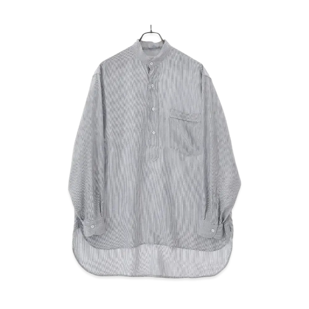 COMOLI Silk-Stripe Pullover Shirt "Stripe"
