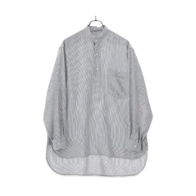 COMOLI Silk-Stripe Pullover Shirt "Stripe"