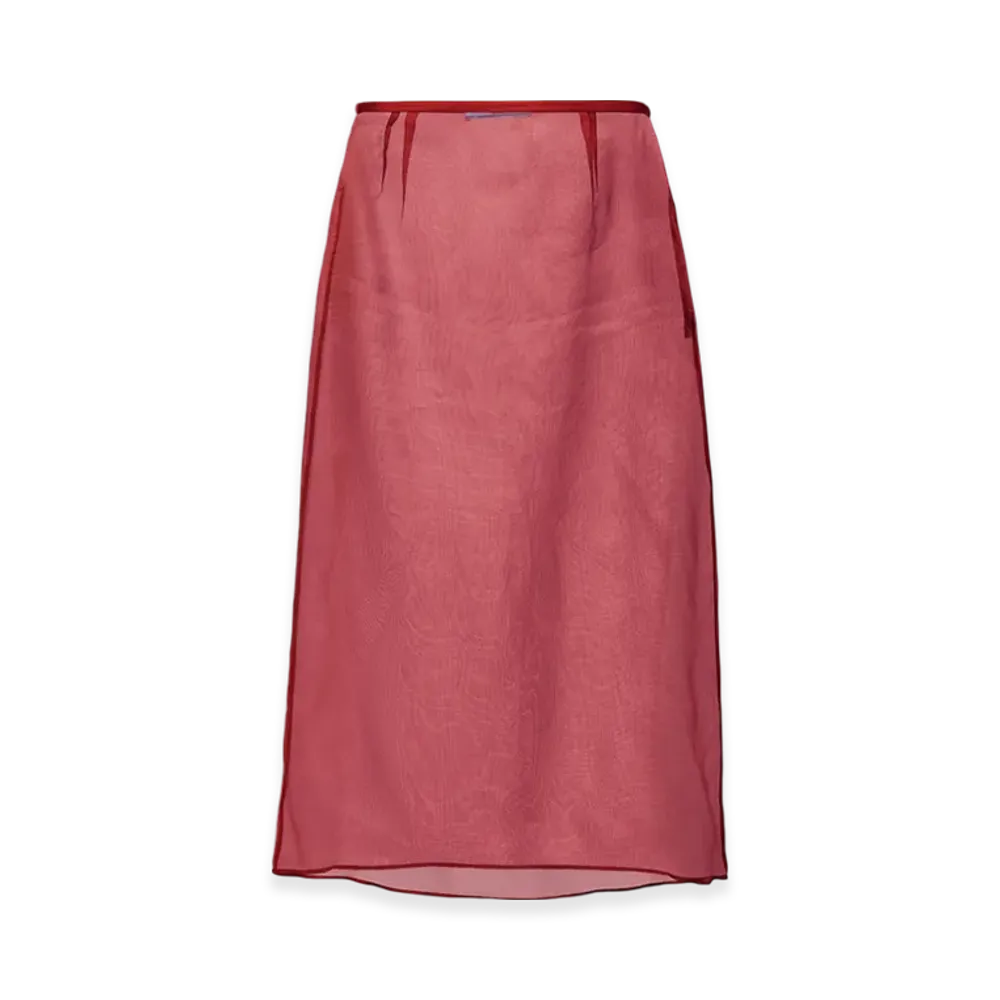 PRADA Women's Organza Midi-Skirt "Dark Cherry"