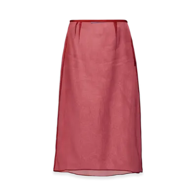 PRADA Women's Organza Midi-Skirt "Dark Cherry"