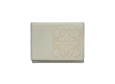 LOEWE Brand Trifold 6 Cardholder In Calfskin "Light Green / Dark Gold"
