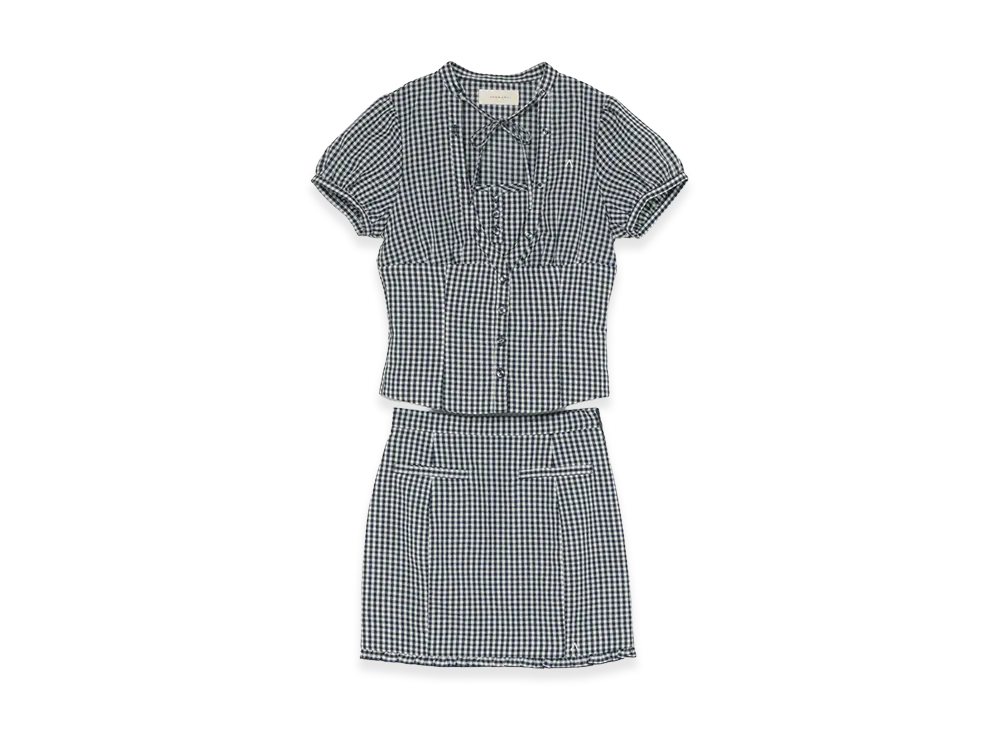 ANDMARY Women's Rebecca Gingham Check Set Up "Navy"