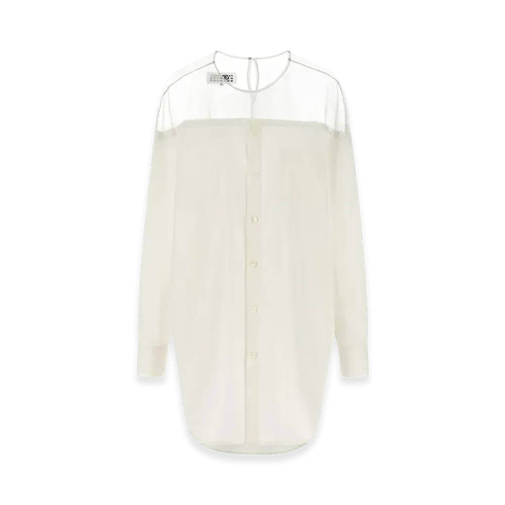 MM6 Maison Margiela Women's Tulle Insert Shirt "White"