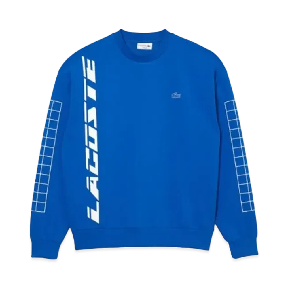 LACOSTE Signature Print Loose Silhouette Sweat "Blue"