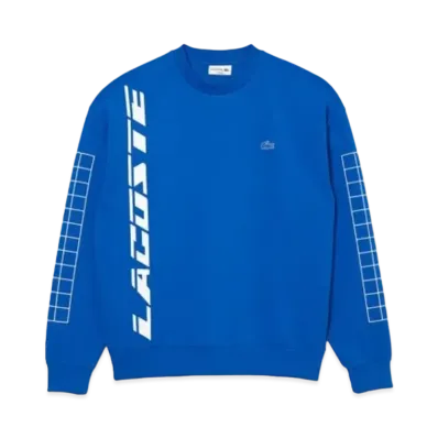 LACOSTE Signature Print Loose Silhouette Sweat "Blue"