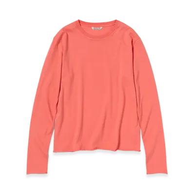 AURALEE Women's Brushed Organic Cotton Cashmere Jersey L/S Tee "Coral Pink"
