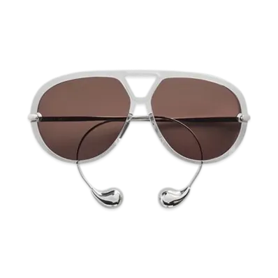 Bottega Veneta Drop Aviator Sunglasses "Gray/Silver/Brown"
