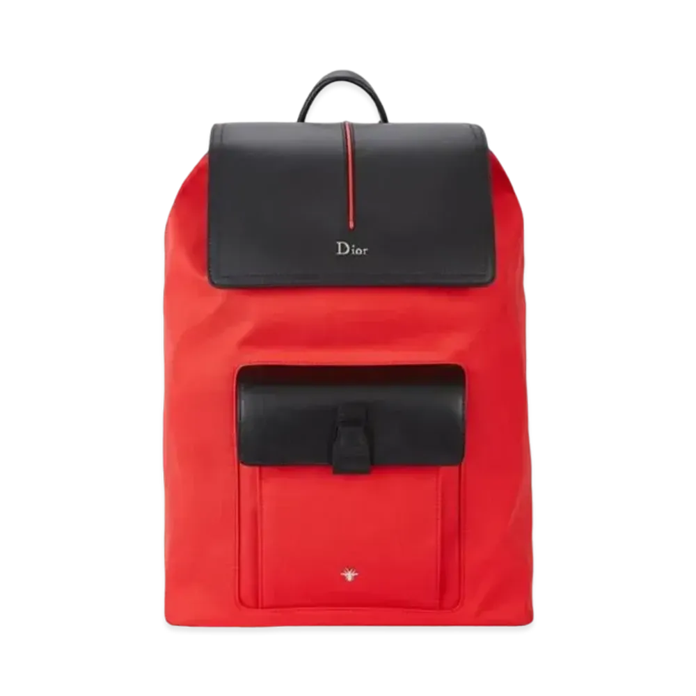 DIOR Motion Leather-trimmed Canvas Backpack "Red"