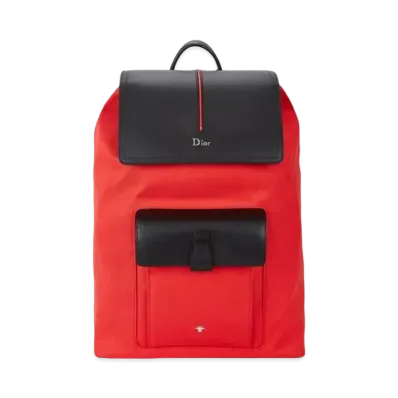 DIOR Motion Leather-trimmed Canvas Backpack "Red"