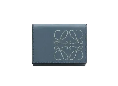 LOEWE Brand Trifold 6 Cardholder In Calfskin "Storm Blue / Marble Green"