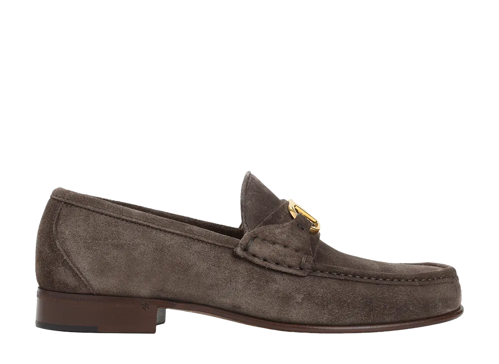 Valentino Garavani Vlogo Signature Suede Loafers "Grey"