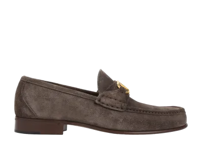 Valentino Garavani Vlogo Signature Suede Loafers "Grey"