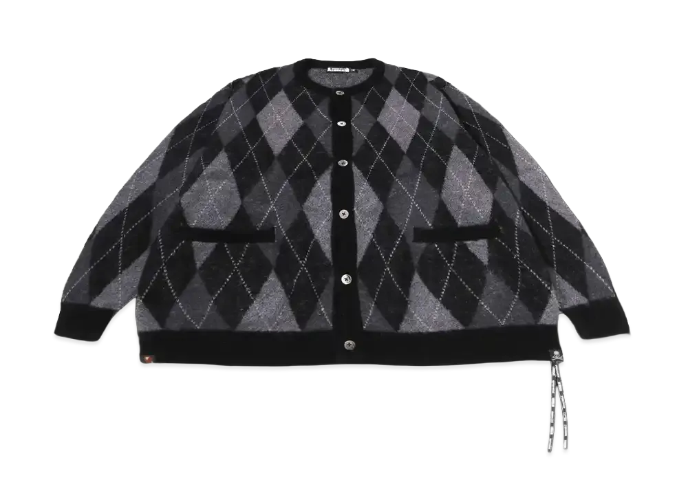 A BATHING APE x mastermind JAPAN Argyle Check Mohair Knit "Black"