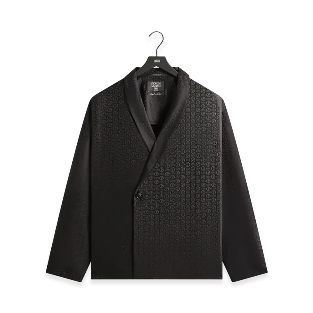 Kith x Giorgio Armani Monogram Long Sleeve Thompson Crossover Shirt "Black"