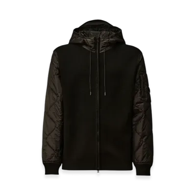 C.P. Company Extrafine Merino Wool Mixed Hooded Zip Sweater "Black"