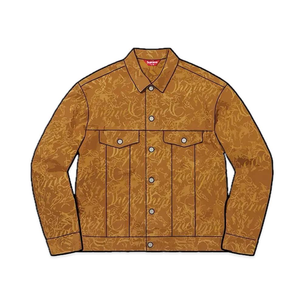 Supreme Script Jacquard Denim Trucker Jacket "Brown"