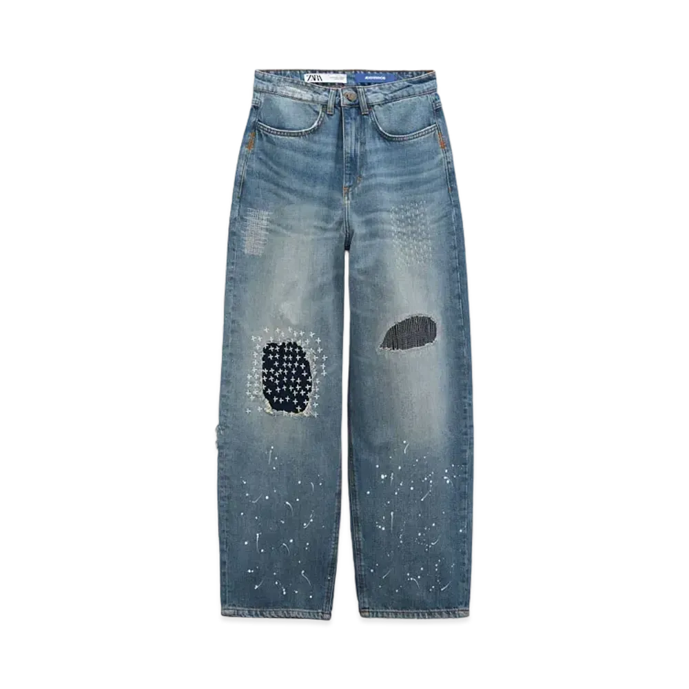ADERERROR x ZARA Patchwork Denim Pants "Blue"