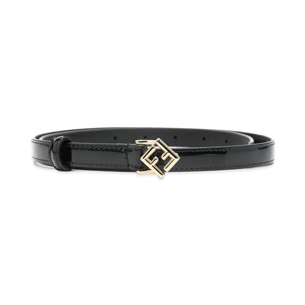FENDI Women's FF Diamonds Patent Leather Belt "Black"