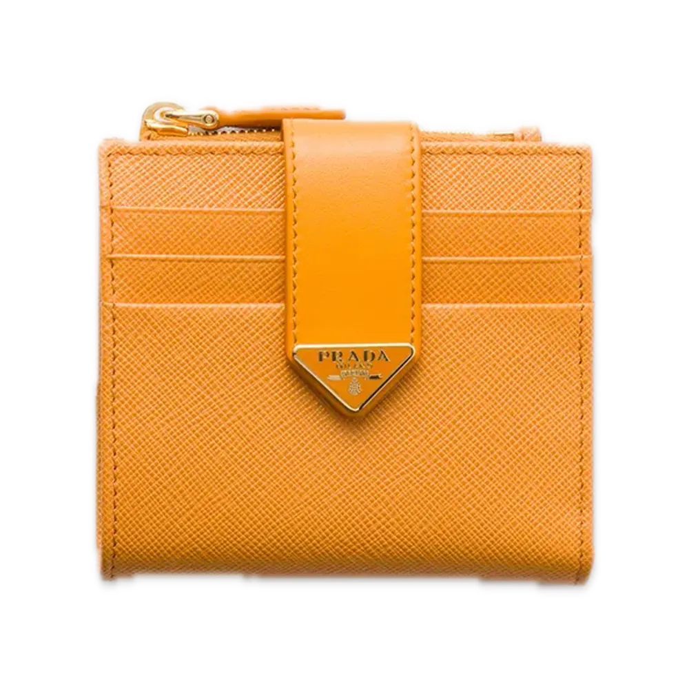 PRADA Saffiano Tab Bifold Wallet "Mustard Yellow"