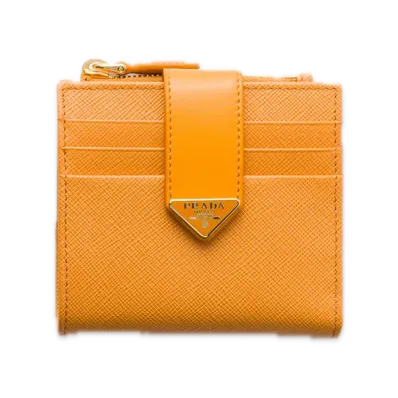 PRADA Saffiano Tab Bifold Wallet "Mustard Yellow"