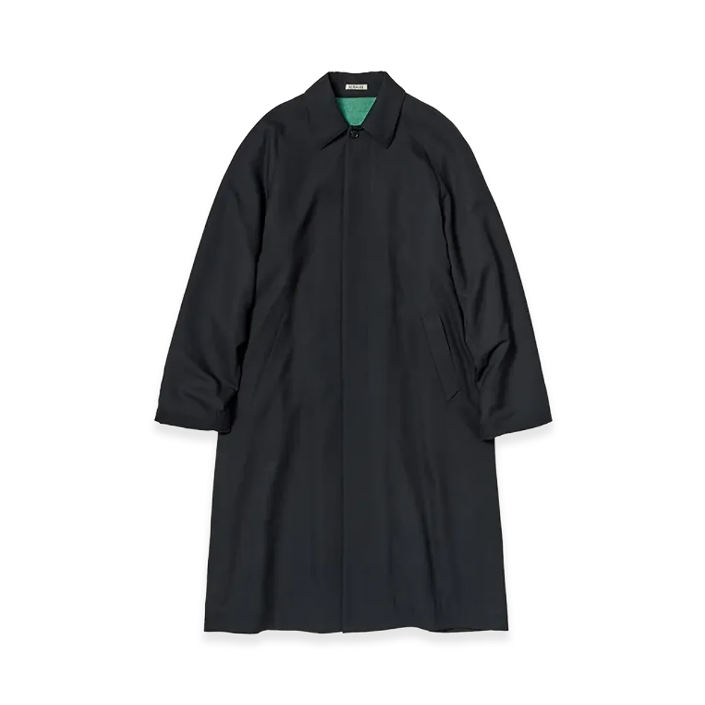 AURALEE Ultra Fine Wool Twill Wool-Lined Coat "Dark Navy/Mix Green"