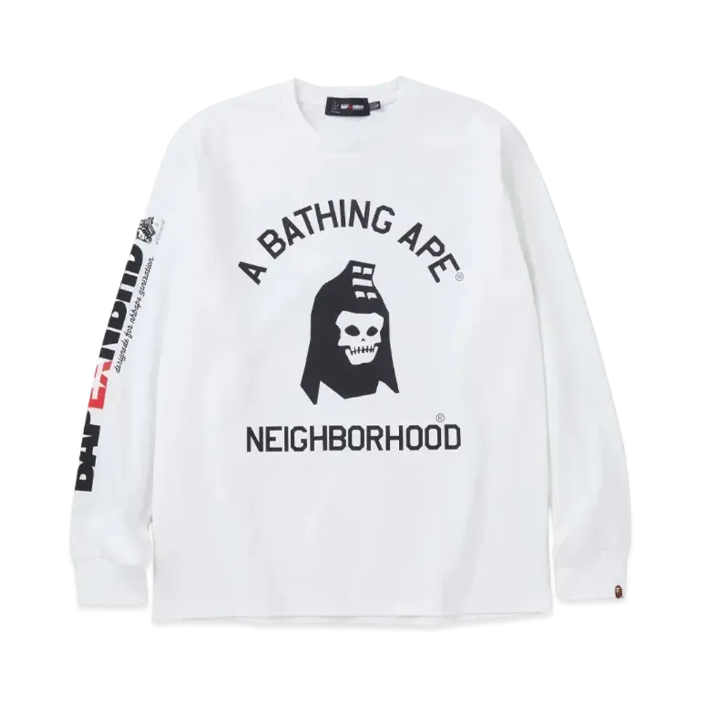 NEIGHBORHOOD x A BATHING APE L/S Tee "White"