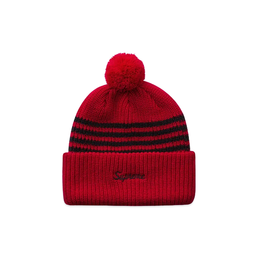 Supreme Striped Loose Gauge Beanie "Red"