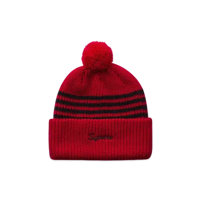 Supreme Striped Loose Gauge Beanie "Red"