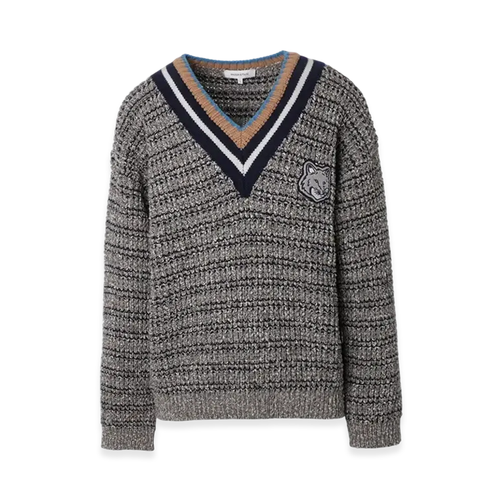Maison Kitsune Bold Fox Head Crafty Comfort Jumper "Black/White/Beige"