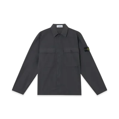Stone Island 1200015 Stretch Cotton Tela Paracadute Comfort-Fit Overshirt with Chest Pockets and Snap Fastening - 25SS "Charcoal Grey"