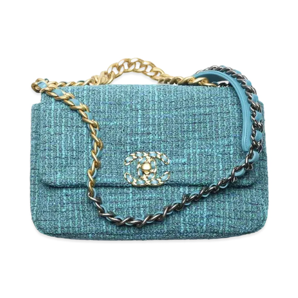 CHANEL 19 Hand Bag Tweed "Turquoise"