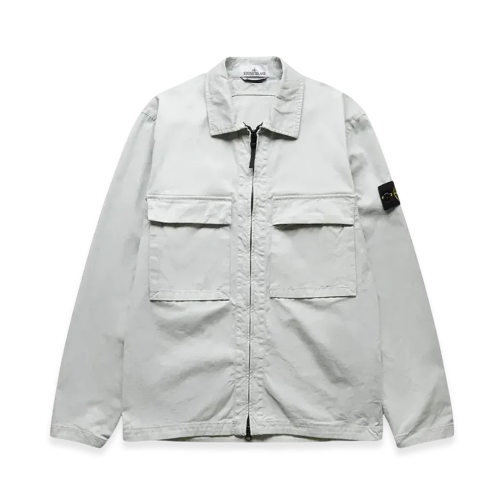 Stone Island 11710 Garment Dyed Stretch Cotton Gabardine Overshirt- 22FW "Light Grey"