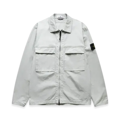 Stone Island 11710 Garment Dyed Stretch Cotton Gabardine Overshirt- 22FW "Light Grey"