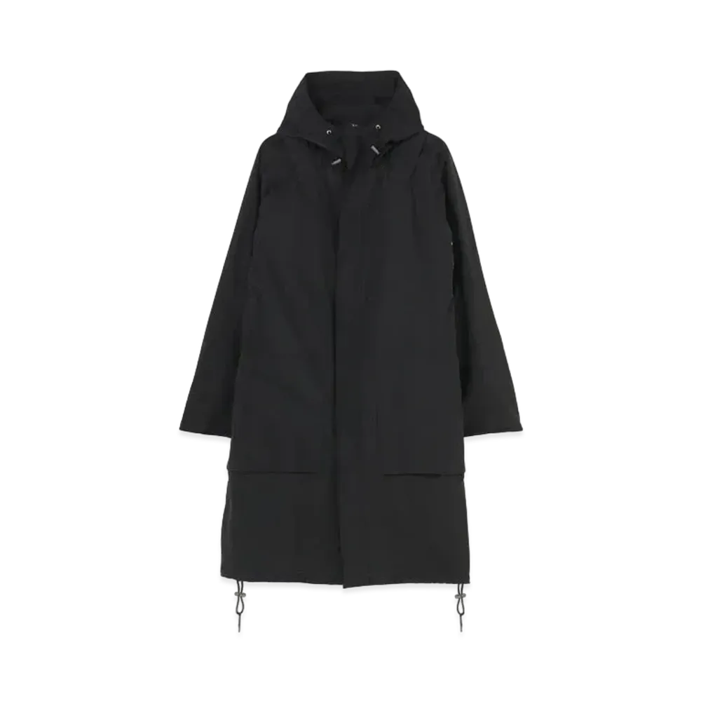 Yohji Yamamoto Y's COTTON NYLON DYED TUSSORE HOODED COAT "Black"