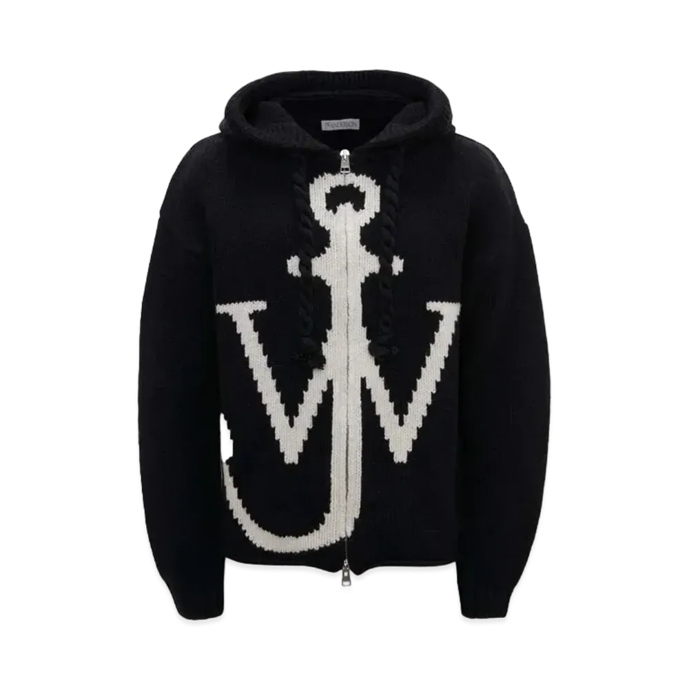 JW ANDERSON Zip Front Anchor Hoodie "Navy"