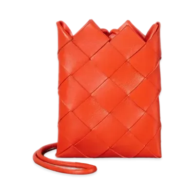 Bottega Veneta Intrecciato Mini Pouch Shoulder Bag "Orange"