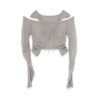 THEREDTHREAD G Tech Sheer Tops "Light Gray"