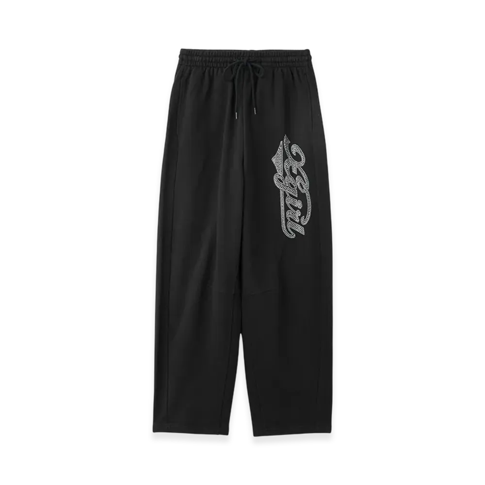 X-Girl Rhinestone Cursive Logo Sweat Pants "Black"