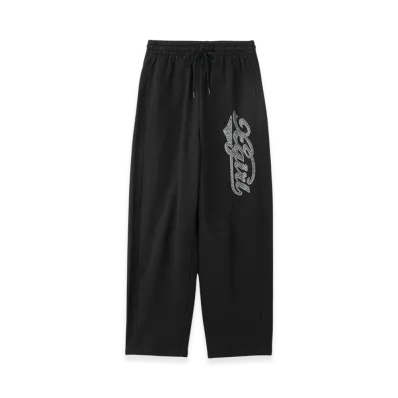 X-Girl Rhinestone Cursive Logo Sweat Pants "Black"
