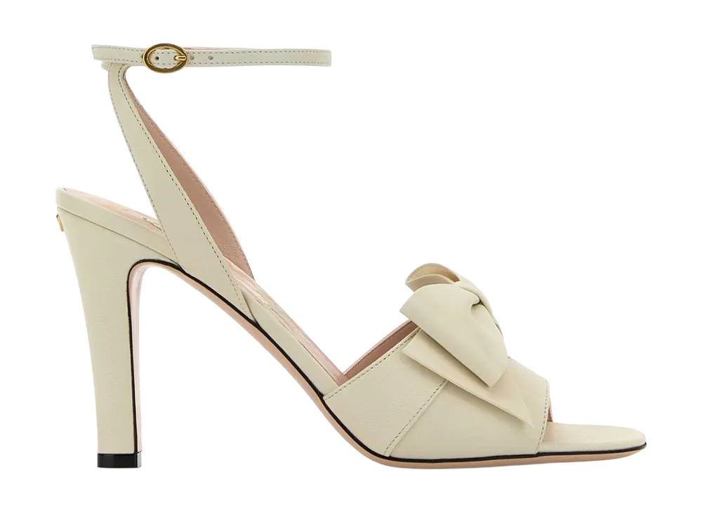 Valentino Garavani Women's Ivory Leather Bowow Sandals "White"