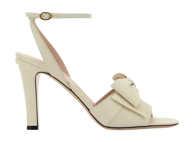Valentino Garavani Women's Ivory Leather Bowow Sandals "White"