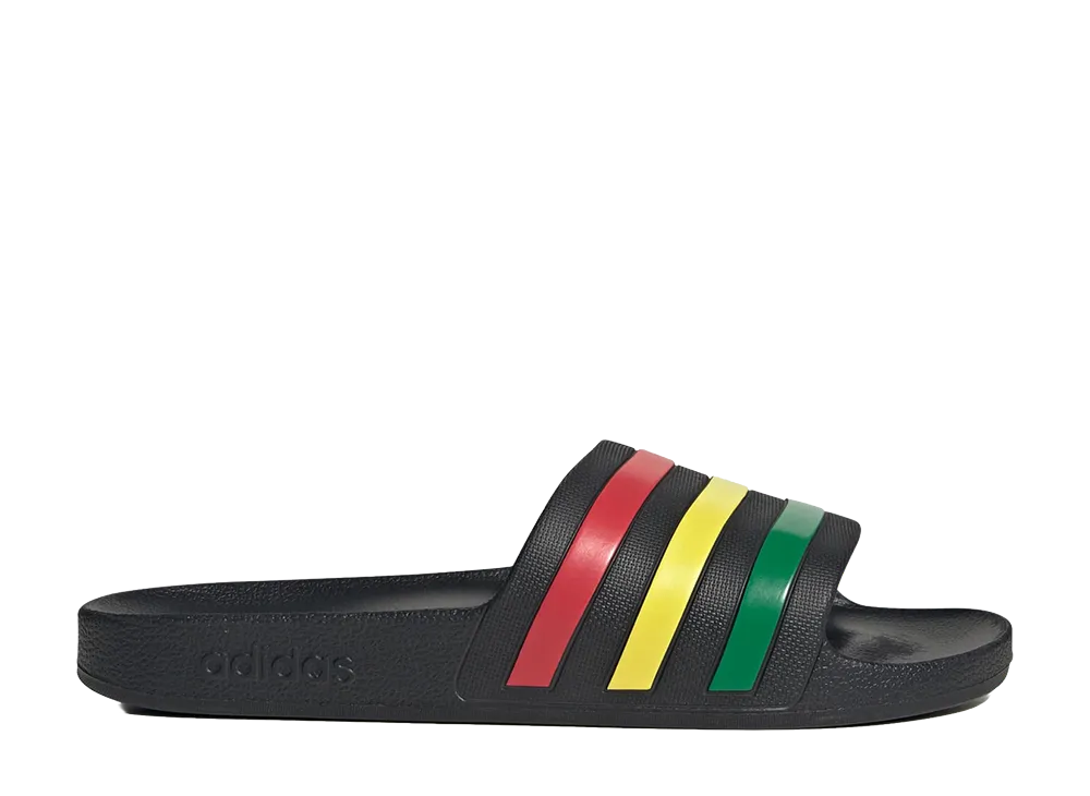 adidas Adilette Aqua Slides "Core Black/Green/Pure Ruby"